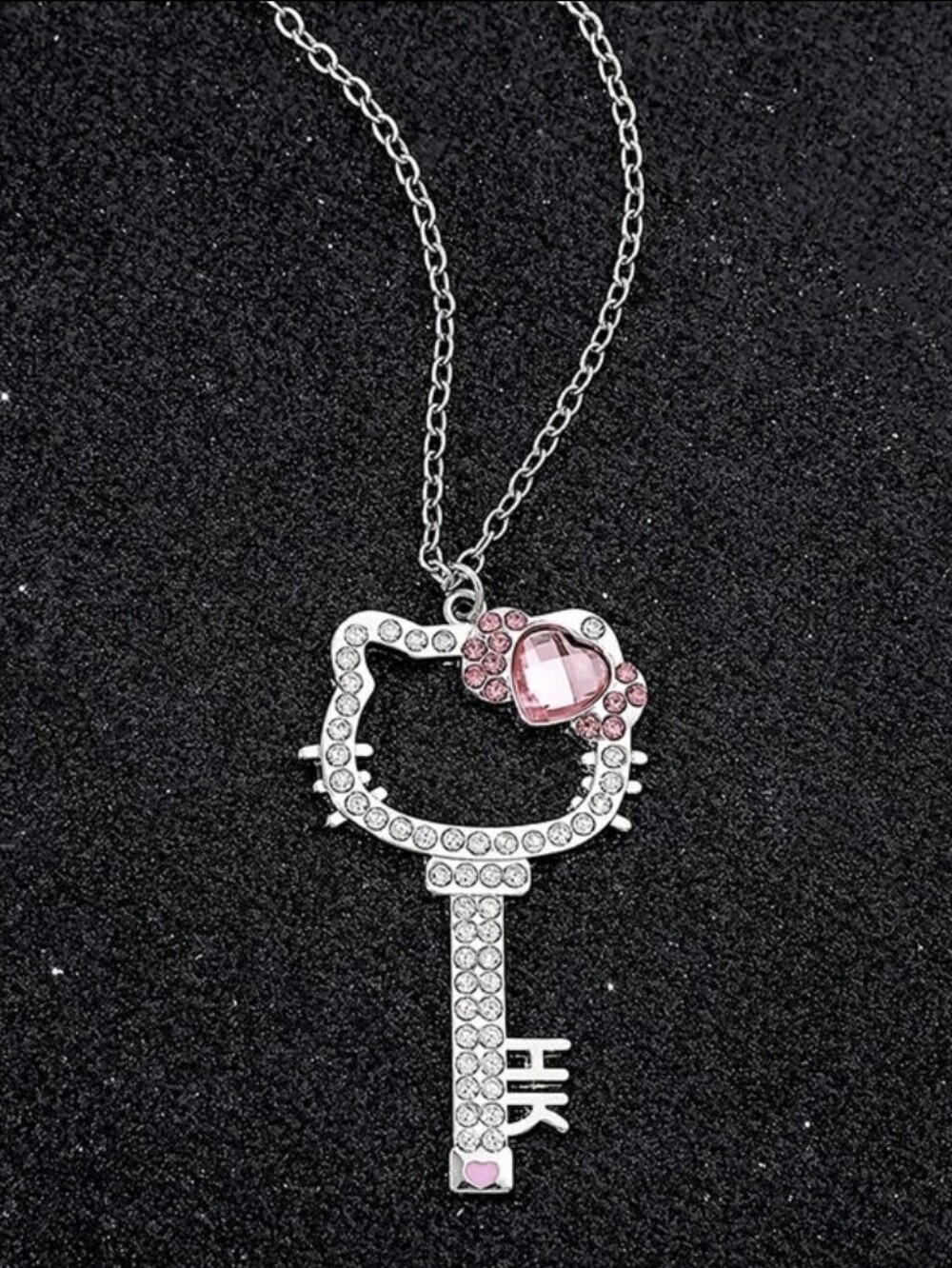 Crystal Hello Kitty Key Pendant Necklace